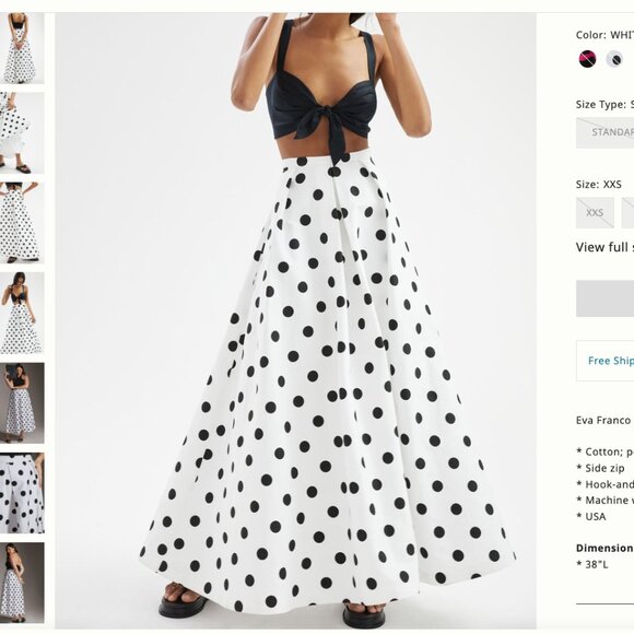 Eva Franco Polka Dot Midi Skirt Small NWT - Picture 1 of 10